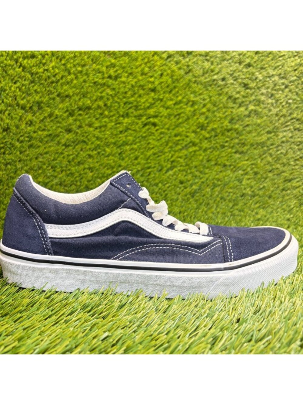 Vans Old Skool Mens Size 9.5 Blue White Athletic Walking Skate Shoes Sneakers